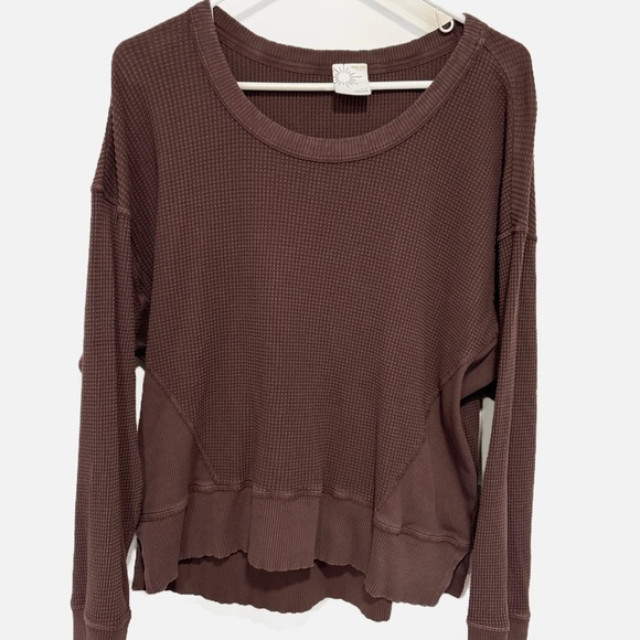 aerie Tops - Offline by Aerie Waffle Knit Long Sleeve Top - Brown